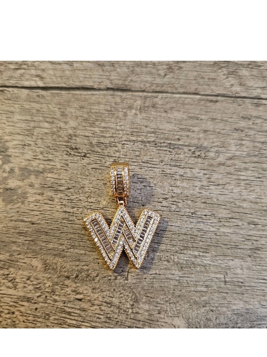 Jewelry - Gold-Tone 'W' Initial Pendant with Clear Crystal Accents - Women's Jewelry